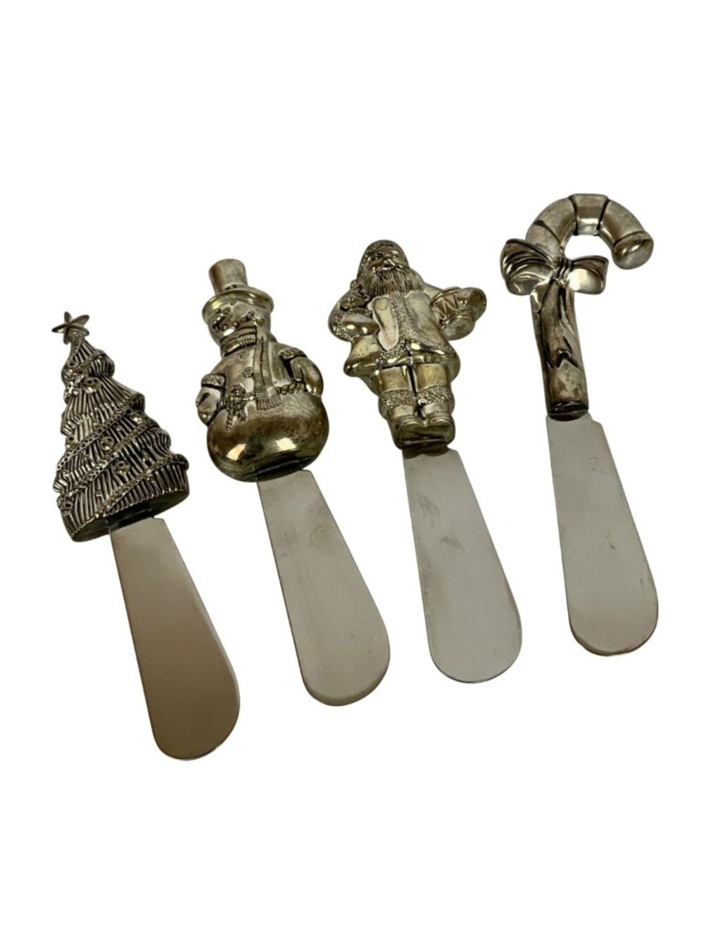 Wallace Christmas Spreader Knives Set Of 4 Stainless Steel Santa Snowman Tree